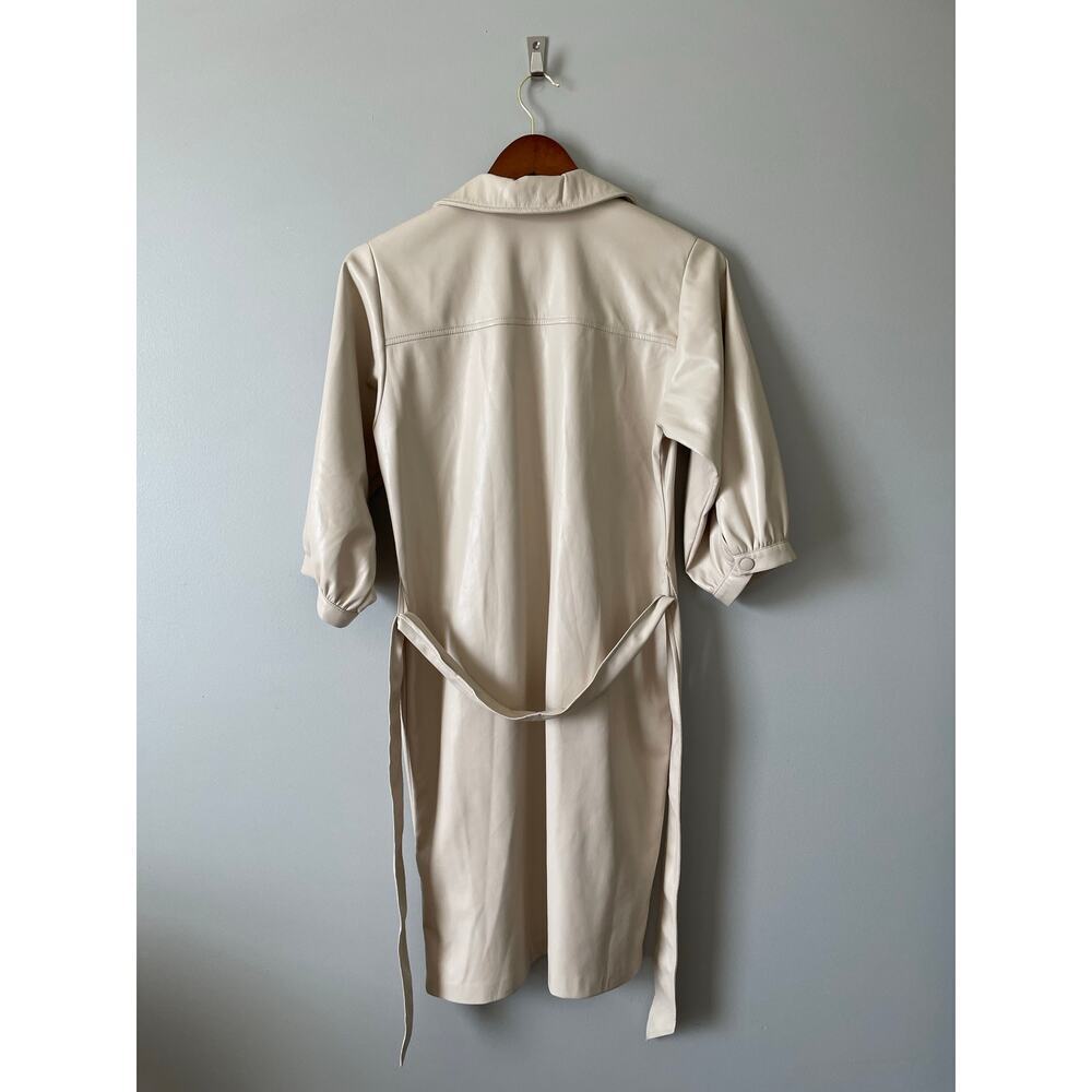 EsQualo super soft vegan leather shirt dress cream size 4 - Picture 9 of 14